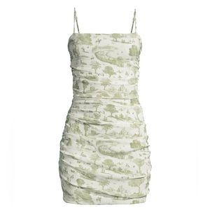 WeWoreWhat Ronnie Ruched Graphic Print Mini Dress